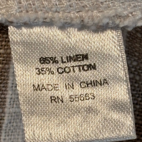 For Cynthia Part Linen Beige and White Striped Top - Picture 5 of 6